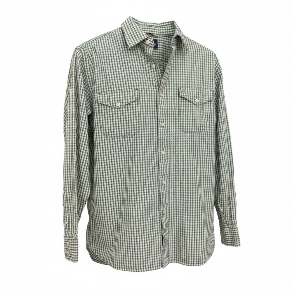 Timberland County Western Green Plaid Button Down Shirt Size M